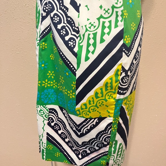 Sz 4 Trina Turk Green & Blue Strapless Sheath Mini Dress Mixed Pattern - Picture 13 of 17